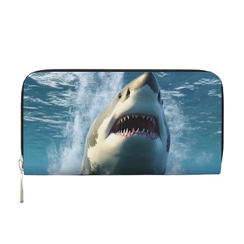 Schöne Hai-Ledergeldbörse für Damen und Mädchen, mit Reißverschluss, Kreditkartenhalter, lang, PU, Clutch, Geldbörse, wasserdicht, Reisehandtasche Schöne Hai-Ledergeldbörse für Damen und Mädchen, mit Reißverschluss, Kreditkartenhalter, lang, PU, Clutch, Geldbörse, wasserdicht, Reisehandtasche von KLLTYHMU