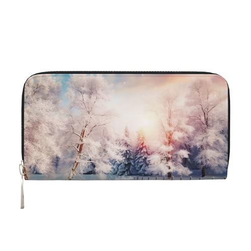 Schöne Landschaft Bäume Schneeflocken Leder Geldbörse für Frauen Mädchen Reißverschluss Kreditkartenhalter Lange PU Geldbörse Clutch Geldbörse Wasserdichte Reisehandtasche Schöne Landschaft Bäume Schneeflocken Leder Geldbörse für Frauen Mädchen Reißverschluss Kreditkartenhalter Lange PU Geldbörse Clutch Geldbörse Wasserdichte Reisehandtasche von KLLTYHMU