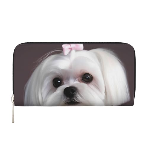 Schöne Malteser-Hunde-Geldbörse aus Leder für Frauen und Mädchen, mit Reißverschluss, lange PU-Geldbörse, Clutch, wasserdicht, Reisehandtasche Schöne Malteser-Hunde-Geldbörse aus Leder für Frauen und Mädchen, mit Reißverschluss, lange PU-Geldbörse, Clutch, wasserdicht, Reisehandtasche von KLLTYHMU