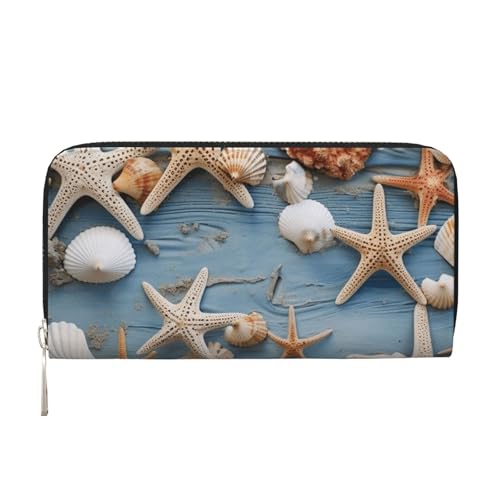 Shell Seestern Muster Leder Geldbörse für Frauen Mädchen Reißverschluss Kreditkartenhalter Lange PU Geldbörse Clutch Geldbörse Wasserdichte Reisehandtasche Shell Seestern Muster Leder Geldbörse für Frauen Mädchen Reißverschluss Kreditkartenhalter Lange PU Geldbörse Clutch Geldbörse Wasserdichte Reisehandtasche von KLLTYHMU