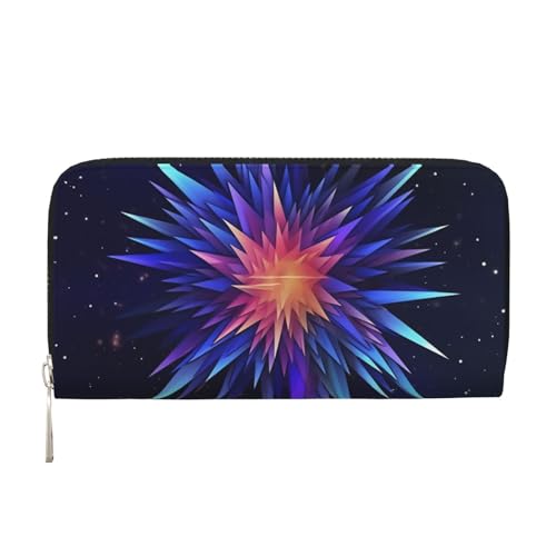 Star Ledergeldbörse für Damen und Mädchen, mit Reißverschluss, Kreditkartenhalter, lang, PU, Clutch, Geldbörse, wasserdicht, Reisehandtasche von KLLTYHMU