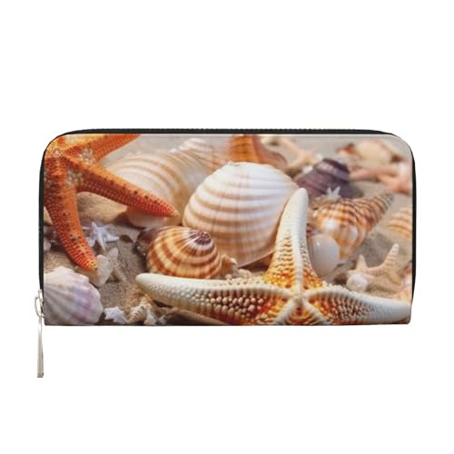 Strand-Geldbörse mit Seestern-Muscheln, Leder, mit Reißverschluss, Kreditkartenhalter, lang, PU, Clutch, Geldbörse, wasserdicht, Reisehandtasche Strand-Geldbörse mit Seestern-Muscheln, Leder, mit Reißverschluss, Kreditkartenhalter, lang, PU, Clutch, Geldbörse, wasserdicht, Reisehandtasche von KLLTYHMU