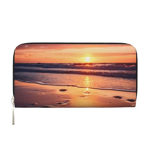 Strand- und Sonnenuntergang-Geldbörse aus leuchtendem Leder für Damen und Mädchen, mit Reißverschluss, Kreditkartenhalter, lang, PU, Clutch, Geldbörse, wasserdicht, Reisehandtasche Strand- und Sonnenuntergang-Geldbörse aus leuchtendem Leder für Damen und Mädchen, mit Reißverschluss, Kreditkartenhalter, lang, PU, Clutch, Geldbörse, wasserdicht, Reisehandtasche von KLLTYHMU