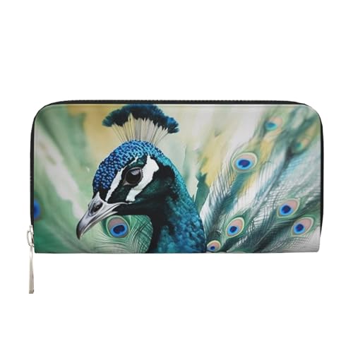 Süße Pfauen-Ledergeldbörse für Damen und Mädchen, mit Reißverschluss, Kreditkartenhalter, lange PU-Geldbörse, Clutch, Geldbörse, wasserdicht, Reisehandtasche Süße Pfauen-Ledergeldbörse für Damen und Mädchen, mit Reißverschluss, Kreditkartenhalter, lange PU-Geldbörse, Clutch, Geldbörse, wasserdicht, Reisehandtasche von KLLTYHMU