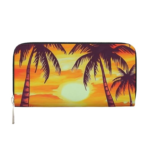 Sunset Palme Leder Geldbörse für Damen und Mädchen, mit Reißverschluss, Kreditkartenhalter, lang, PU, Clutch, Geldbörse, wasserdicht, Reisehandtasche Sunset Palme Leder Geldbörse für Damen und Mädchen, mit Reißverschluss, Kreditkartenhalter, lang, PU, Clutch, Geldbörse, wasserdicht, Reisehandtasche von KLLTYHMU