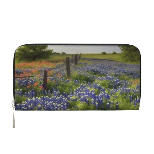 Texas Bluebonnets Geldbörse aus Leder für Damen und Mädchen, mit Reißverschluss, Kreditkartenhalter, lange PU-Geldbörse, Clutch, wasserdicht, Reisehandtasche Texas Bluebonnets Geldbörse aus Leder für Damen und Mädchen, mit Reißverschluss, Kreditkartenhalter, lange PU-Geldbörse, Clutch, wasserdicht, Reisehandtasche von KLLTYHMU