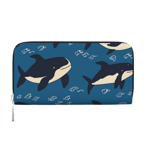 Wal-Ledergeldbörse für Damen und Mädchen, mit Reißverschluss, Kreditkartenhalter, lang, PU, Clutch, Geldbörse, wasserdicht, Reisehandtasche von KLLTYHMU