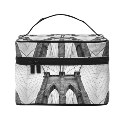 Brooklyn Bridge Reise-Kosmetiktasche, Reise-Kosmetiktasche, Kosmetik-Werkzeugkasten, Kosmetik-Organizer, Schwarz , Einheitsgröße von KLMELLMDE
