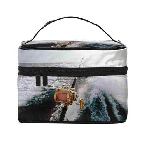 Große Kapazität Reise Angelrute Kosmetiktasche Canvas Damen Kulturbeutel Multi-Taschen Kosmetiktasche mit Griff Weihnachten Urlaub Kosmetiktasche, Schwarz , Einheitsgröße Große Kapazität Reise Angelrute Kosmetiktasche Canvas Damen Kulturbeutel Multi-Taschen Kosmetiktasche mit Griff Weihnachten Urlaub Kosmetiktasche, Schwarz , Einheitsgröße von KLMELLMDE
