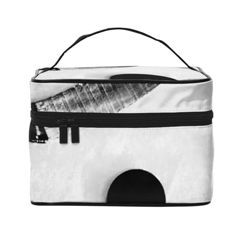 Große Kapazität Reise Eishockey Kunst Kosmetiktasche Canvas Damen Kulturbeutel Multi Pocket Kosmetiktasche mit Griff Weihnachten Urlaub Kosmetiktasche, Schwarz , Einheitsgröße von KLMELLMDE