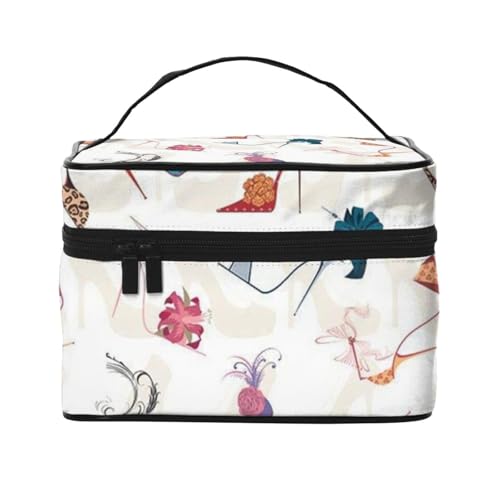 Große Kapazität Reise High Heel Schuhe Kosmetiktasche Canvas Damen Kulturtasche Multi Pocket Kosmetiktasche mit Griff Weihnachten Urlaub Kosmetiktasche, Schwarz , Einheitsgröße von KLMELLMDE
