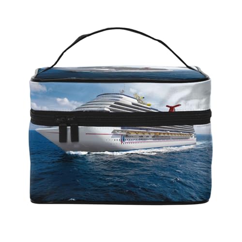 Große Kapazität Reise Kreuzfahrtschiff Kosmetiktasche Canvas Damen Kulturbeutel Multi Pocket Kosmetiktasche mit Griff Weihnachten Urlaub Kosmetiktasche, Schwarz , Einheitsgröße von KLMELLMDE