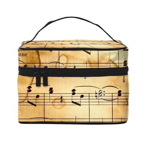 Große Kapazität Reise Musik Note Druck Kosmetiktasche Canvas Damen Kulturbeutel Multi Pocket Kosmetiktasche mit Griff Weihnachten Urlaub Kosmetiktasche, Schwarz , Einheitsgröße von KLMELLMDE