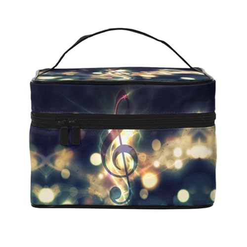 Große Kapazität Reise Musik Note Kosmetiktasche Canvas Damen Kulturbeutel Multi-Taschen Kosmetiktasche mit Griff Weihnachten Urlaub Kosmetiktasche, Schwarz , Einheitsgröße von KLMELLMDE