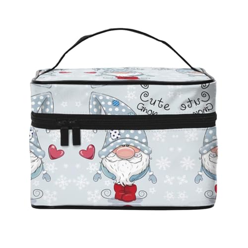 Große Kapazität Reise Niedlicher Zwerg Kosmetiktasche Canvas Damen Kulturbeutel Multi-Taschen Kosmetiktasche mit Griff Weihnachten Urlaub Kosmetiktasche, Schwarz , Einheitsgröße von KLMELLMDE