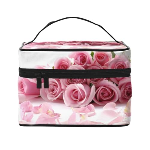 Große Kapazität Reise Rose Kosmetiktasche Canvas Damen Kulturbeutel Multi Pocket Kosmetiktasche mit Griff Weihnachten Urlaub Kosmetiktasche, Schwarz , Einheitsgröße Große Kapazität Reise Rose Kosmetiktasche Canvas Damen Kulturbeutel Multi Pocket Kosmetiktasche mit Griff Weihnachten Urlaub Kosmetiktasche, Schwarz , Einheitsgröße von KLMELLMDE