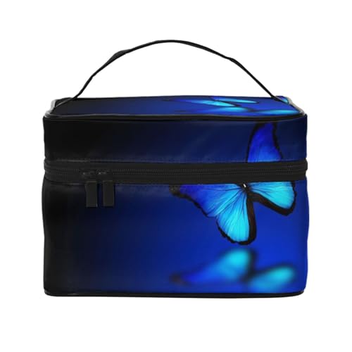 Große Kapazität Reise Schmetterling Kosmetiktasche Canvas Damen Kulturtasche Multi Pocket Kosmetiktasche mit Griff Weihnachten Urlaub Kosmetiktasche, Schwarz , Einheitsgröße von KLMELLMDE