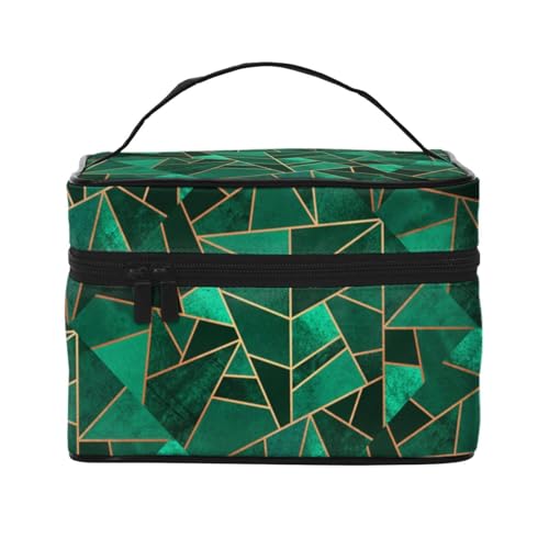 Große Kapazität Reise Schwarz und Gold Geometrische Kosmetiktasche Canvas Damen Kulturtasche Multi Pocket Kosmetiktasche mit Griff Weihnachten Urlaub Kosmetiktasche, Schwarz , Einheitsgröße von KLMELLMDE