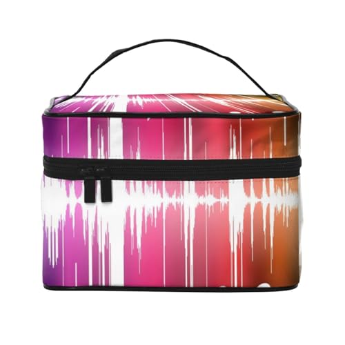 Große Kapazität Reise Springen Musiknoten Kosmetiktasche Canvas Damen Kulturbeutel Multi Pocket Kosmetiktasche mit Griff Weihnachten Urlaub Kosmetiktasche, Schwarz , Einheitsgröße von KLMELLMDE