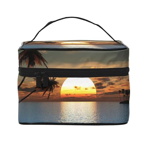 Große Kapazität Reise Strand Sonnenaufgang Kosmetiktasche Canvas Damen Kulturbeutel Multi Pocket Kosmetiktasche mit Griff Weihnachten Urlaub Kosmetiktasche, Schwarz , Einheitsgröße Große Kapazität Reise Strand Sonnenaufgang Kosmetiktasche Canvas Damen Kulturbeutel Multi Pocket Kosmetiktasche mit Griff Weihnachten Urlaub Kosmetiktasche, Schwarz , Einheitsgröße von KLMELLMDE