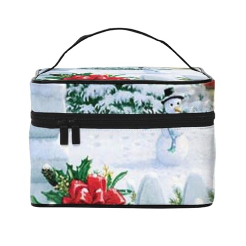 Große Kapazität Reise Weihnachten Briefkasten und Geschenke Kosmetiktasche Canvas Damen Kulturbeutel Multi-Taschen Kosmetiktasche mit Griff Weihnachten Urlaub Kosmetiktasche, Schwarz , Einheitsgröße von KLMELLMDE