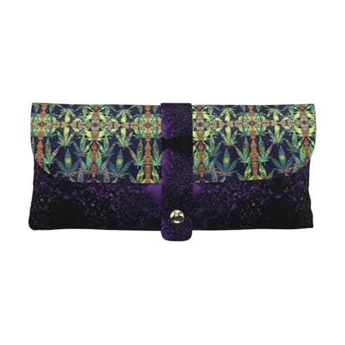 KLMELLMDE Exquisite A Puff in Time Weed Stifteetui, Schnappverschluss Leder Brillentasche, Schule Stifteetui, Büro Schreibwaren Organizer, Make-up Tasche von KLMELLMDE