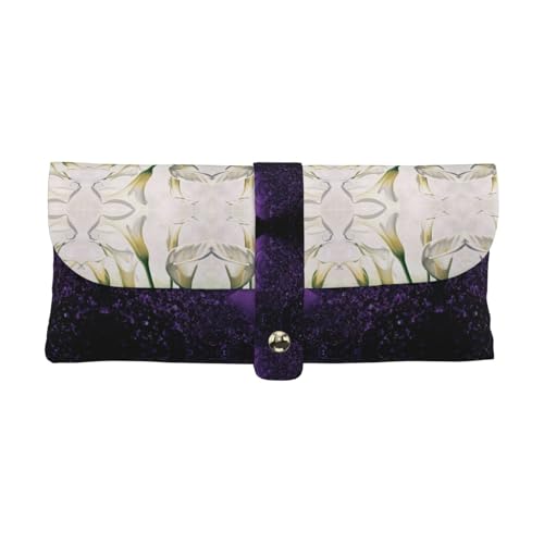 KLMELLMDE Exquisite Beauty Blumen Stifteetui Schnappverschluss Leder Brillentasche Schule Stifteetui Büro Schreibwaren Organizer Make-up Tasche von KLMELLMDE