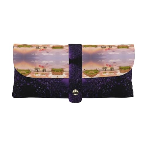 KLMELLMDE Exquisite Elefant auf einer Brücke Stifteetui, Schnappverschluss Leder Brillentasche Schule Stifteetui Büro Schreibwaren Organizer Make-up Tasche KLMELLMDE Exquisite Elefant auf einer Brücke Stifteetui, Schnappverschluss Leder Brillentasche Schule Stifteetui Büro Schreibwaren Organizer Make-up Tasche von KLMELLMDE