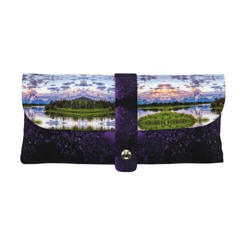 KLMELLMDE Exquisite Grand Teton National Park Stifteetui Schnappverschluss Leder Brillentasche Schule Stifteetui Büro Schreibwaren Organizer Make-up Tasche von KLMELLMDE