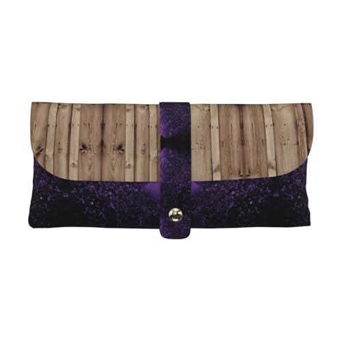 KLMELLMDE Exquisite Holzmaserung Stifteetui Schnappverschluss Leder Brillentasche Schule Stifteetui Büro Schreibwaren Organizer Make-up Tasche von KLMELLMDE