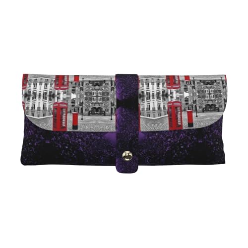 KLMELLMDE Exquisite London rote Telefonzelle Stifteetui Schnappverschluss Leder Brillentasche Schule Stifteetui Büro Schreibwaren Organizer Make-up Tasche von KLMELLMDE