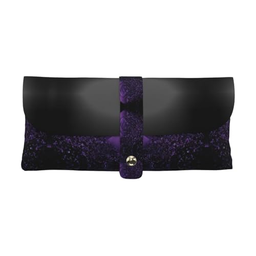 KLMELLMDE Exquisite Lotus Flower Pen Case Snap Closure Leather Eyeglasses Bag School Pen Case Office Stationery Organizer Makeup Bag von KLMELLMDE