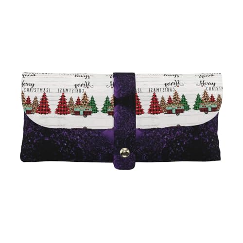 KLMELLMDE Exquisite Merry Christmas Stifteetui, Schnappverschluss Leder Brillentasche, Schule Stifteetui, Büro Schreibwaren Organizer, Make-up Tasche von KLMELLMDE