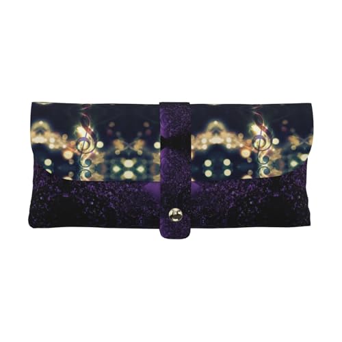 KLMELLMDE Exquisite Musiknoten-Stiftetui, Schnappverschluss, Leder-Brillentasche, Schulstiftetui, Büro-Schreibwaren-Organizer, Make-up-Tasche. von KLMELLMDE
