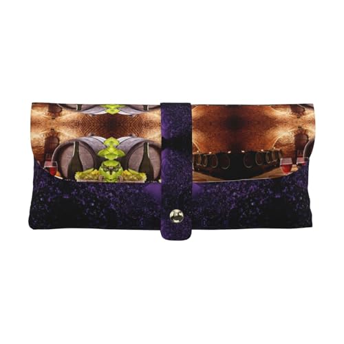 KLMELLMDE Exquisite Rotweinkeller Stifteetui Schnappverschluss Leder Brillentasche Schule Stifteetui Büro Schreibwaren Organizer Make-up Tasche von KLMELLMDE