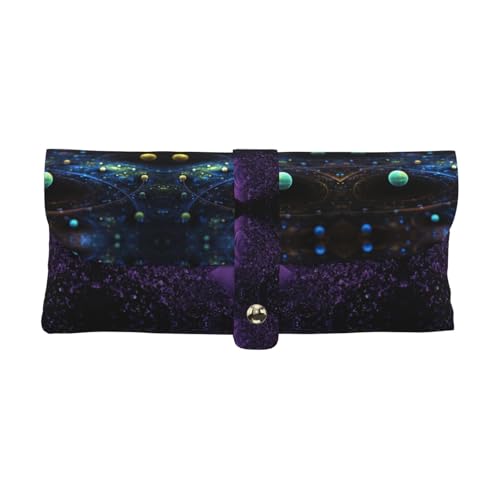 KLMELLMDE Exquisite Space Planets Stifteetui, Schnappverschluss Leder Brillentasche Schule Stifteetui Büro Schreibwaren Organizer Make-up Tasche von KLMELLMDE