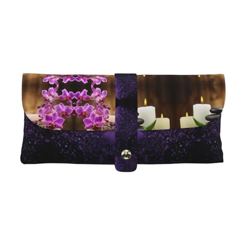KLMELLMDE Exquisite Zen Stone Pen Case Snap Closure Leather Eyeglasses Bag School Pen Case Office Stationery Organizer Make Up Bag von KLMELLMDE