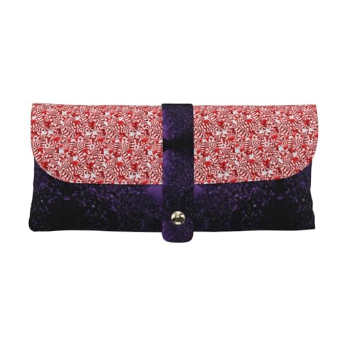 KLMELLMDE Exquisite Zuckerstangen-Federmäppchen, Schnappverschluss, Leder, Brillentasche, Schulstiftetui, Bürobedarf-Organizer, Make-up-Tasche. von KLMELLMDE