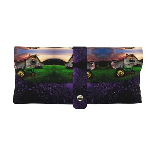 KLMELLMDE Exquisite alte Traktor Foto Bauernhof Stifteetui Schnappverschluss Leder Brillentasche Schule Stifteetui Büro Schreibwaren Organizer Make-up Tasche von KLMELLMDE