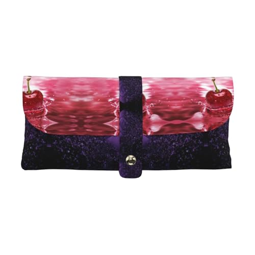 KLMELLMDE Exquisite rote Kirschen Stifteetui Schnappverschluss Leder Brillentasche Schule Stifteetui Büro Schreibwaren Organizer Make-up Tasche KLMELLMDE Exquisite rote Kirschen Stifteetui Schnappverschluss Leder Brillentasche Schule Stifteetui Büro Schreibwaren Organizer Make-up Tasche von KLMELLMDE