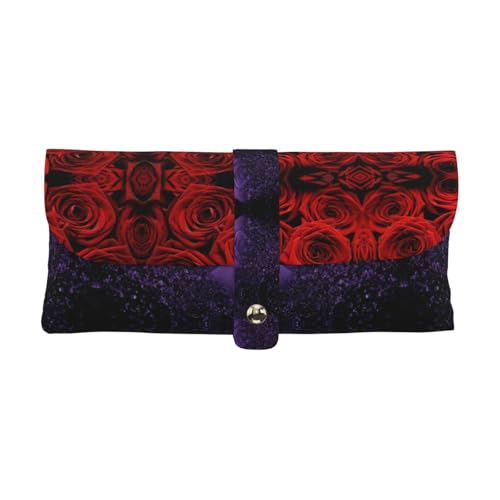 KLMELLMDE Exquisite rote Liebe Rosen Stifteetui Schnappverschluss Leder Brillentasche Schule Stifteetui Büro Schreibwaren Organizer Make-up Tasche KLMELLMDE Exquisite rote Liebe Rosen Stifteetui Schnappverschluss Leder Brillentasche Schule Stifteetui Büro Schreibwaren Organizer Make-up Tasche von KLMELLMDE