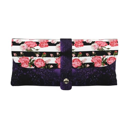 KLMELLMDE Exquisite schwarz weiß gestreifte Blumen Stifteetui Schnappverschluss Leder Brillentasche Schule Stifteetui Büro Schreibwaren Organizer Make-up Tasche KLMELLMDE Exquisite schwarz weiß gestreifte Blumen Stifteetui Schnappverschluss Leder Brillentasche Schule Stifteetui Büro Schreibwaren Organizer Make-up Tasche von KLMELLMDE