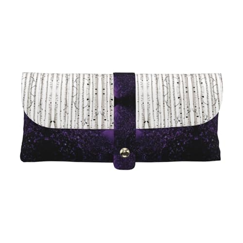 KLMELLMDE Exquisites Federmäppchen aus Birkenbaum, Schnappverschluss, Leder-Brillentasche, Schulstifte-Etui, Büro-Schreibwaren-Organizer, Make-up-Tasche. von KLMELLMDE