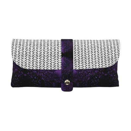 KLMELLMDE Exquisites Federmäppchen mit schwarzem und weißem Muster, Schnappverschluss, Leder-Brillentasche, Schulstiftetui, Bürobedarf-Organizer, Make-up-Tasche. von KLMELLMDE