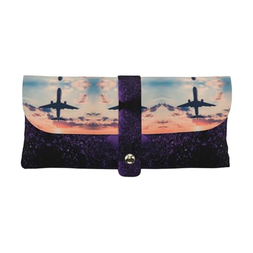 KLMELLMDE Exquisites Flugzeug Sonnenuntergang Stifteetui Schnappverschluss Leder Brillentasche Schule Stifteetui Büro Schreibwaren Organizer Make-up Tasche KLMELLMDE Exquisites Flugzeug Sonnenuntergang Stifteetui Schnappverschluss Leder Brillentasche Schule Stifteetui Büro Schreibwaren Organizer Make-up Tasche von KLMELLMDE