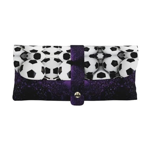 KLMELLMDE Exquisites Fußball-Federmäppchen, Schnappverschluss, Leder-Brillentasche, Schul-Federmäppchen, Büro-Schreibwaren-Organizer, Make-up-Tasche. von KLMELLMDE