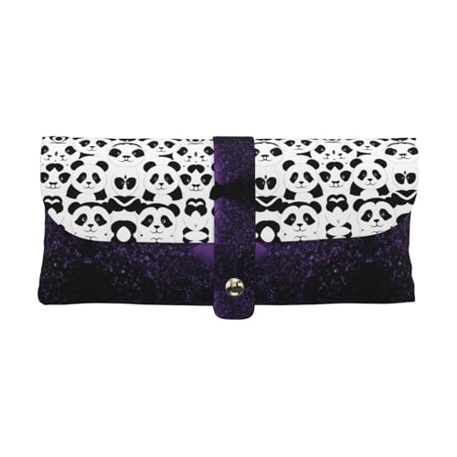 KLMELLMDE Exquisites Panda-Stiftetui, Schnappverschluss, Leder, Brillentasche, Schulstiftetui, Bürobedarf-Organizer, Make-up-Tasche von KLMELLMDE