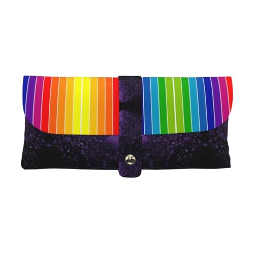 KLMELLMDE Exquisites Regenbogen-gestreiftes Stifteetui, Schnappverschluss, Leder-Brillentasche, Schulstiftetui, Büro-Schreibwaren-Organizer, Make-up-Tasche. KLMELLMDE Exquisites Regenbogen-gestreiftes Stifteetui, Schnappverschluss, Leder-Brillentasche, Schulstiftetui, Büro-Schreibwaren-Organizer, Make-up-Tasche. von KLMELLMDE