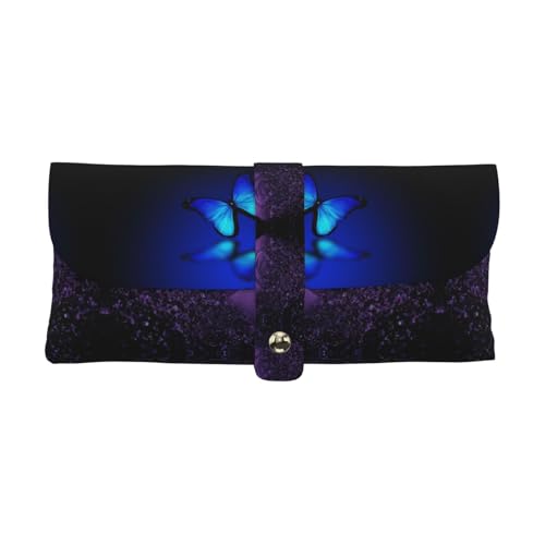 KLMELLMDE Exquisites Schmetterling-Federmäppchen, Schnappverschluss, Leder-Brillentasche, Schulstiftetui, Büro-Schreibwaren-Organizer, Make-up-Tasche. von KLMELLMDE