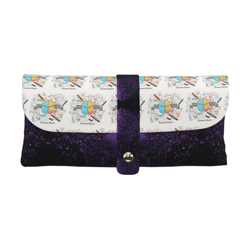 KLMELLMDE Exquisites Stifteetui für das menschliche Gehirn, Schnappverschluss, Leder, Brillentasche, Schulstiftetui, Bürobedarf-Organizer, Make-up-Tasche. von KLMELLMDE